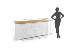 Mobile buffet pino massello bicolore bianco-tabacco shabby country