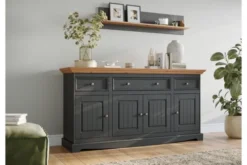 Mobile buffet pino massello grafite top naturale shabby chic