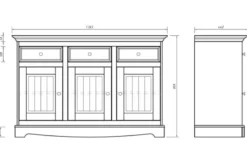 Mobile da buffet shabby chic pino massello bianco piano tinto noce
