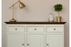Mobile da buffet shabby chic pino massello bianco piano tinto noce