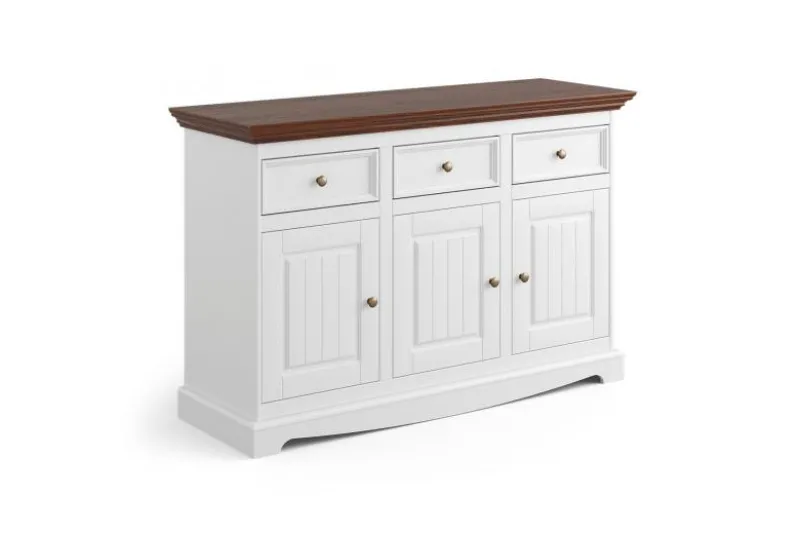 Mobile da buffet shabby chic pino massello bianco piano tinto noce