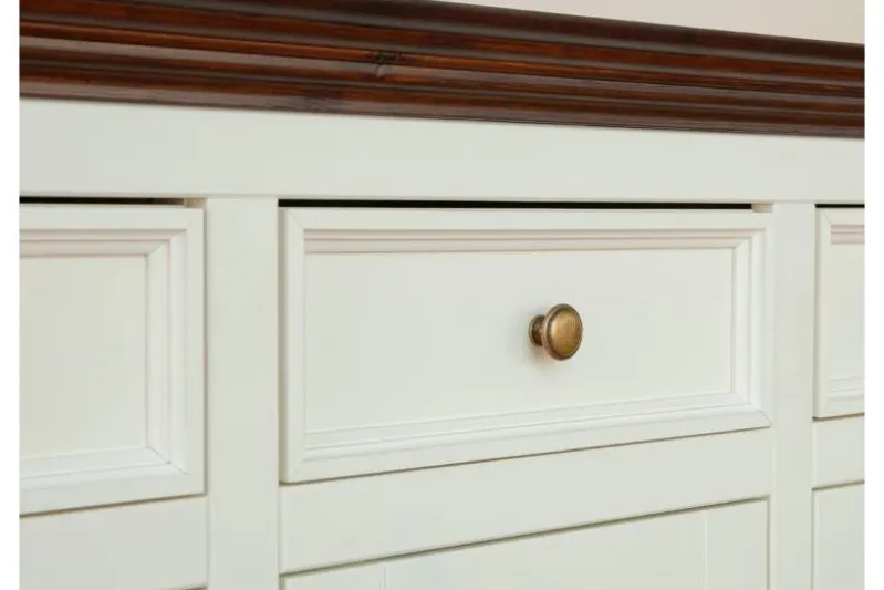 Mobile da buffet shabby chic pino massello bianco piano tinto noce