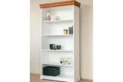 Mobile libreria shabby legno massello bianca top miele stile toscano