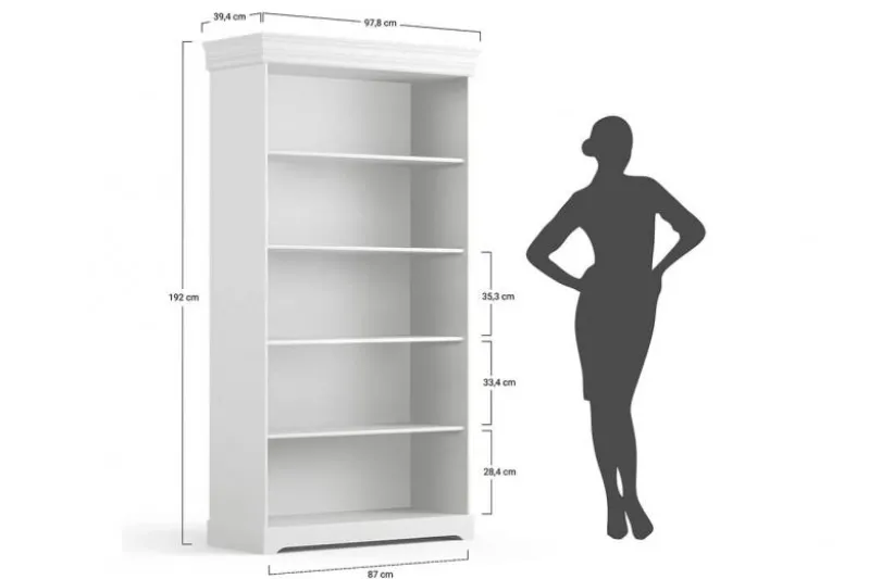 Mobile libreria shabby legno massello bianca top miele stile toscano