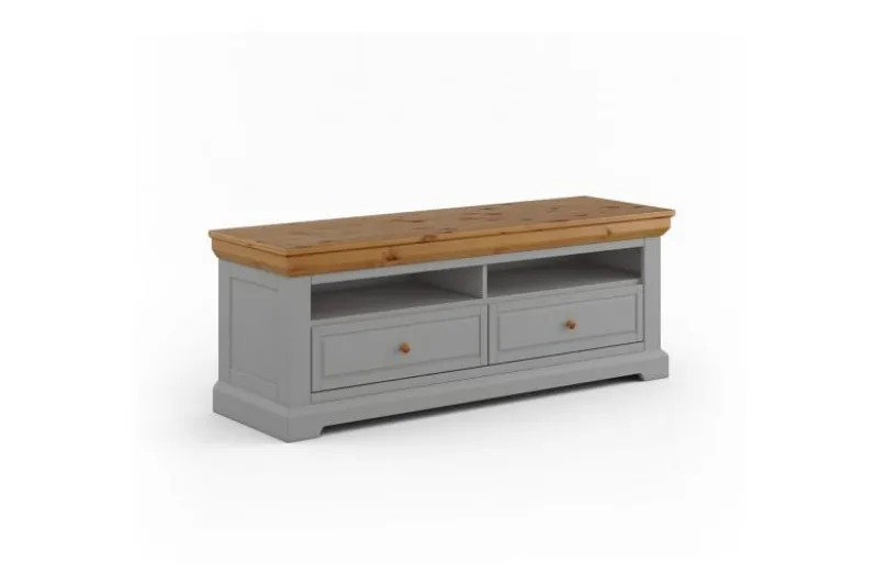 Mobile porta tv tv pino massello grigio e top rovere shabby country