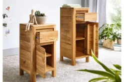 Mobiletto con cassetto in legno naturale massello oliato
