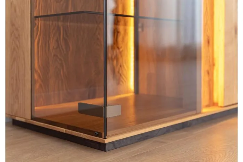 Mobile TV con vetrina rovere massello design moderno