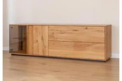Mobile TV con vetrina rovere massello design moderno