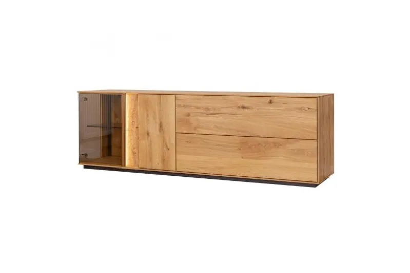 Mobile TV con vetrina rovere massello design moderno