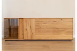 Mobile TV con vetrina rovere massello design moderno