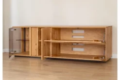 Mobile TV con vetrina rovere massello design moderno