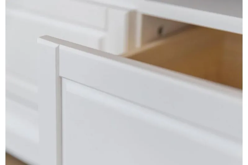 Mobile tv legno massello due cassetti bianco shabby country