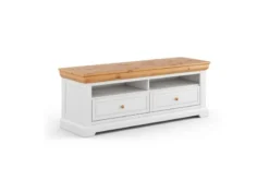 Mobile tv legno massello due cassetti bianco shabby country
