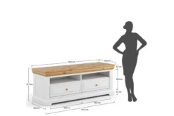 Mobile tv legno massello due cassetti bianco shabby country