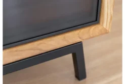 Mobile tv moderno in rovere naturale massello e vetro grafite
