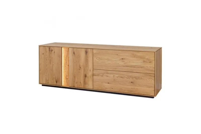 Mobile TV moderno rovere naturale massello LED integrato