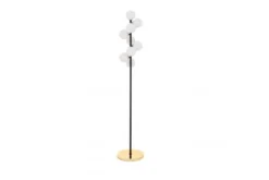 Piantana con palle in vetro bianco e metallo nero e oro caldo PETRICA W9