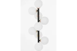 Piantana con palle in vetro bianco e metallo nero e oro caldo PETRICA W9