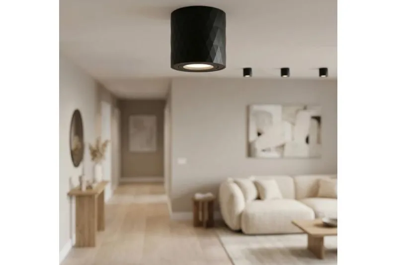 Plafoniera a forma di tubo metallo nero TIGO W1