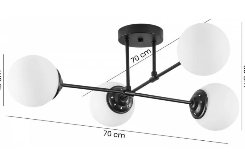 Plafoniera a sfera nera da soffitto FINO W4