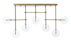 Plafoniera di design in Ottone con 7 sfere in vetro trasparente BERGAMO W7
