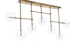 Plafoniera di design in Ottone con 7 sfere in vetro trasparente BERGAMO W7