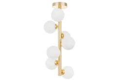 Plafoniera moderna oro con 7 sfere in vetro bianco PETRICA W7
