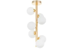 Plafoniera moderna oro con 7 sfere in vetro bianco PETRICA W7