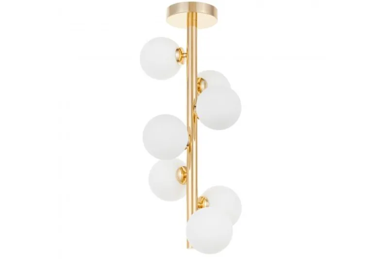 Plafoniera moderna oro con 7 sfere in vetro bianco PETRICA W7