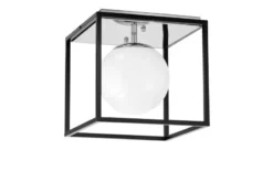 Plafoniera quadrata di design in metallo nero cromo con sfera in vetro bianco MALDINI W1
