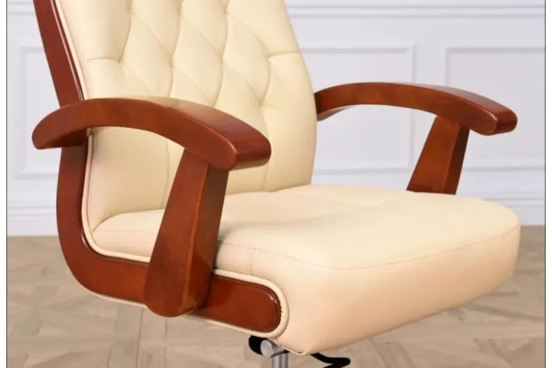 Poltrona ufficio pelle color beige Consul