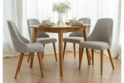 Poltroncina da pranzo imbottita grigia gambe faggio BRESSO