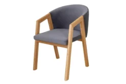 Poltroncina moderna velluto grafite e rovere FORIO