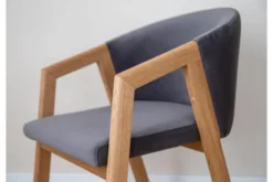 Poltroncina moderna velluto grafite e rovere FORIO