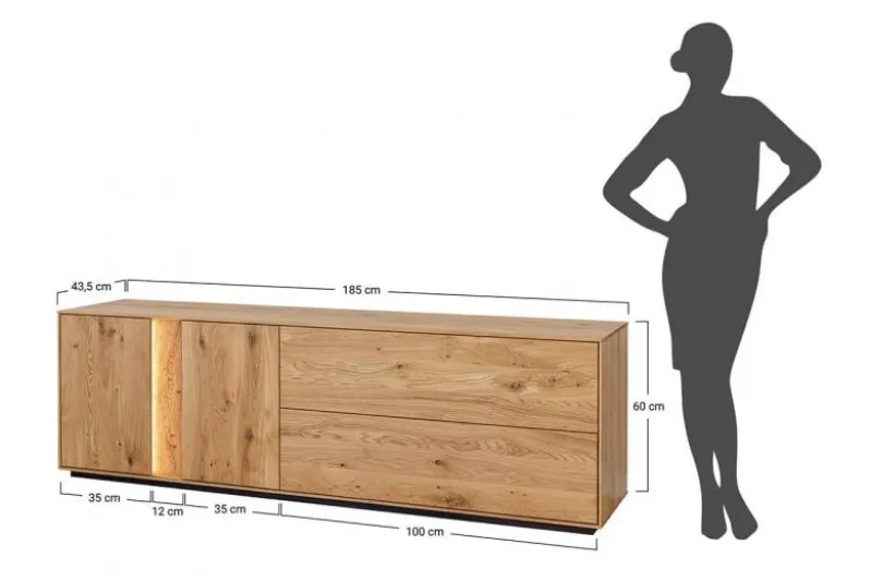 Porta TV grande rovere massello stile moderno