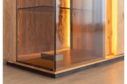 Porta TV moderno con vetrina e led rovere massello