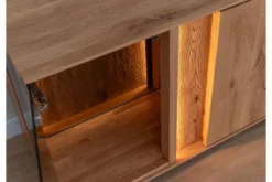 Porta TV moderno con vetrina e led rovere massello