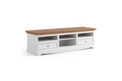 Porta tv shabby chic bianco e rovere in pino massello