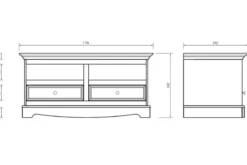 Porta tv shabby chic 2 cassetti pino massello bianco e top rovere
