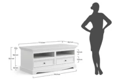 Porta tv shabby chic 2 cassetti pino massello bianco e top rovere