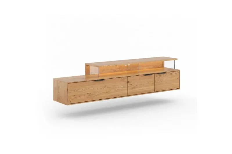 Porta tv sospeso rovere massello design moderno
