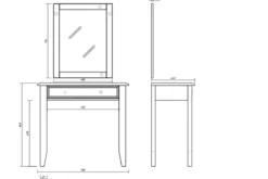 Postazione da trucco shabby chic pino massello tinto bianco noce