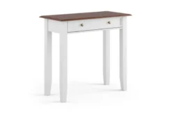 Postazione da trucco shabby chic pino massello tinto bianco noce