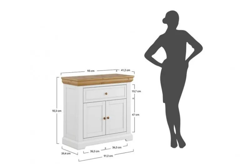Scarpiera bianca e pino naturale massello shabby country