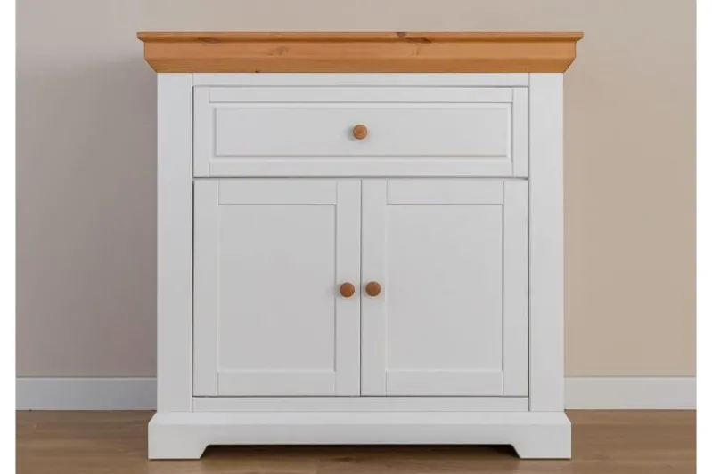 Scarpiera bianca e pino naturale massello shabby country