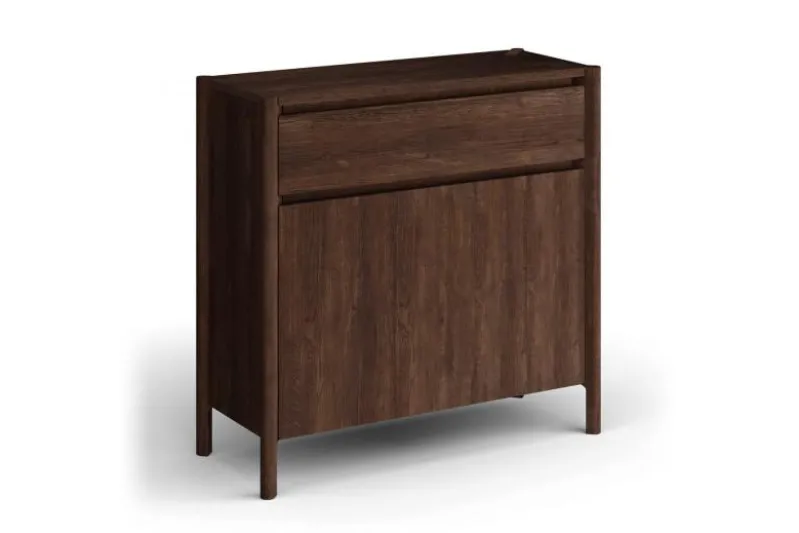 Scarpiera chiusa stile moderno in rovere massello tabacco