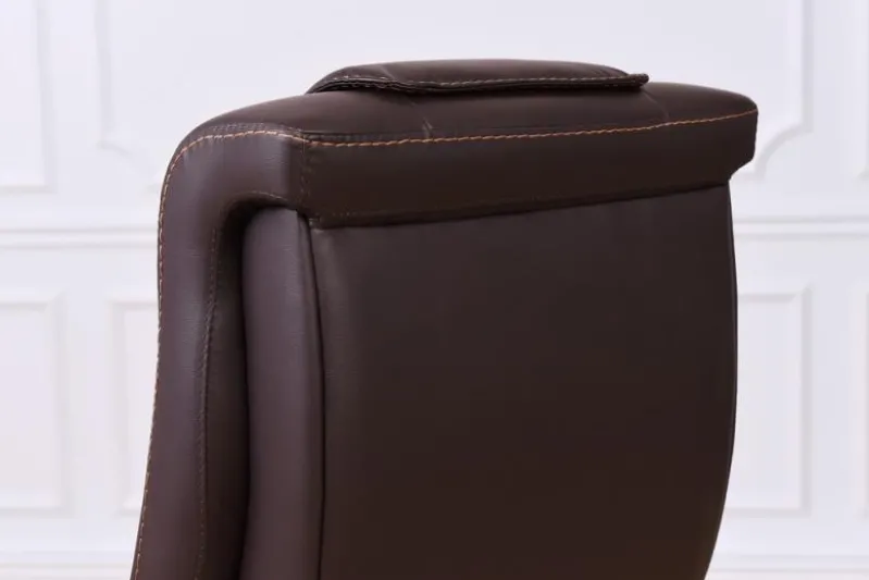 Sedia con rotelle per ufficio in pelle marrone Prestige