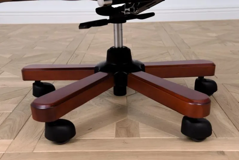 Sedia con rotelle per ufficio in pelle marrone Prestige