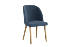 Sedia da pranzo blu imbottita con gambe in faggio OLBIA