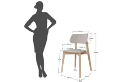 Sedia da pranzo in velluto beige con gambe in faggio COMO